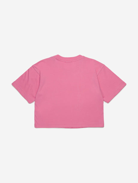 Diesel Girls Cropped Logo T-Shirt in Pink