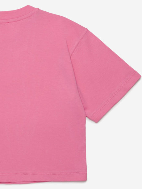 Diesel Girls Cropped Logo T-Shirt in Pink