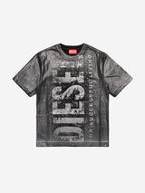 Diesel Boys Metallic Effect Logo T-Shirt in Black