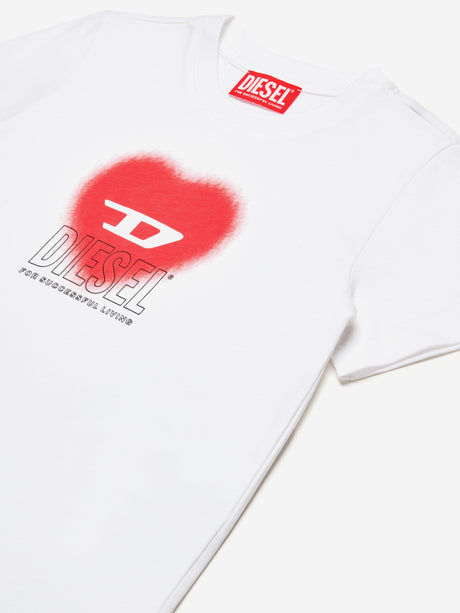 Diesel Girls Heart Logo T-Shirt in White
