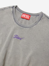 Diesel Girls Embroidered Logo Cropped T-Shirt in Grey