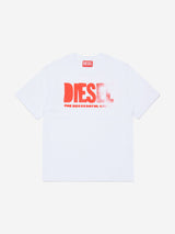 Diesel Boys Logo Print T-Shirt in White