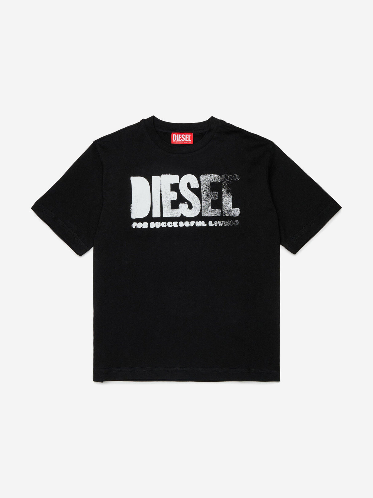 Diesel Boys Logo Print T-Shirt in Black