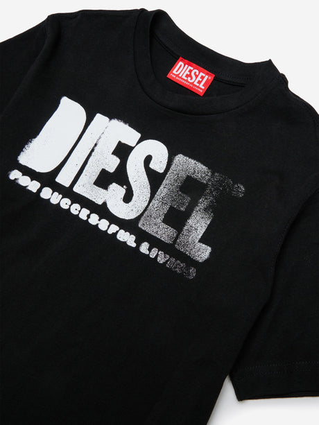 Diesel Boys Logo Print T-Shirt in Black
