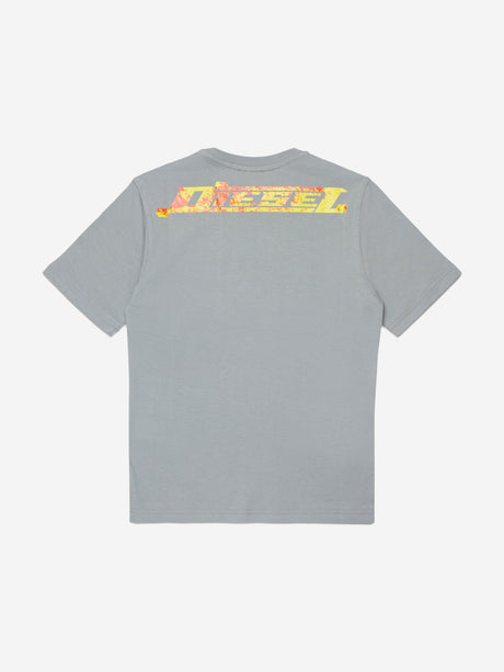Diesel Boys Logo Print T-Shirt in Grey