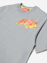 Diesel Boys Logo Print T-Shirt in Grey