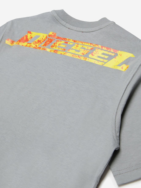Diesel Boys Logo Print T-Shirt in Grey