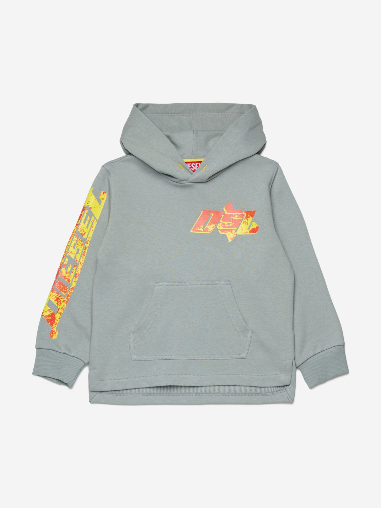 Diesel Boys Logo Print Hoodie in Grey