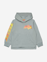 Diesel Boys Logo Print Hoodie in Grey