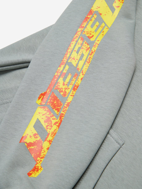 Diesel Boys Logo Print Hoodie in Grey