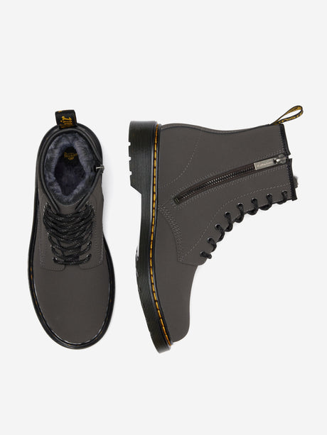 Dr Martens Kids 1460 Serena Faux Fur Lined Leather Boots in Grey