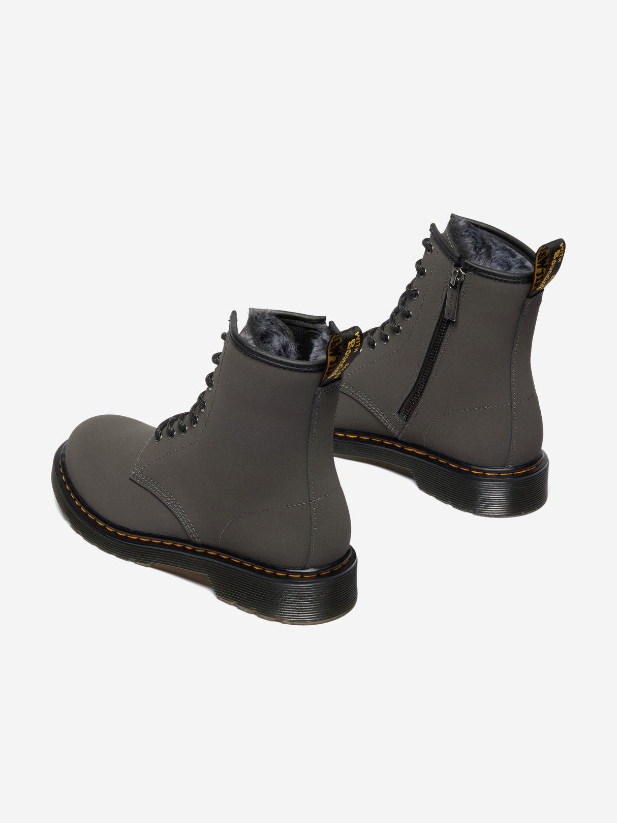 Dr Martens Kids 1460 Serena Faux Fur Lined Leather Boots in Grey