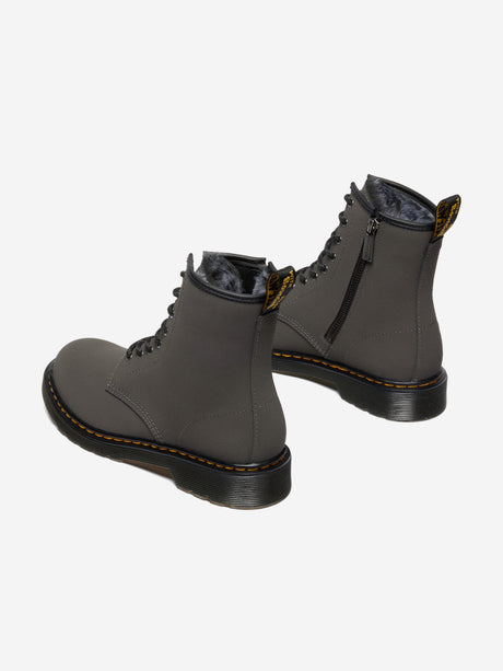 Dr Martens Kids 1460 Serena Faux Fur Lined Leather Boots in Grey