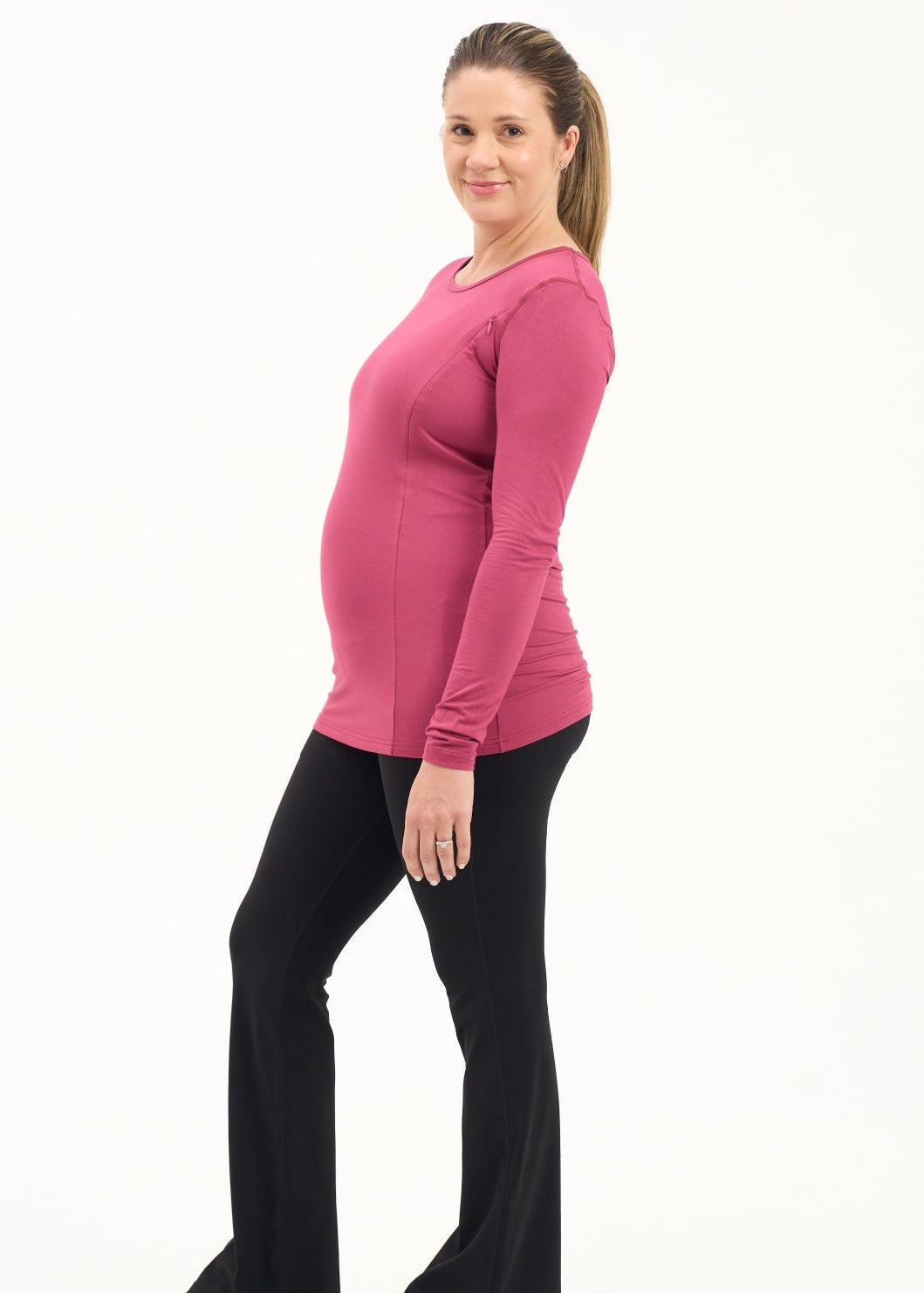Bamboo Maternity & Breastfeeding Long Sleeved Top - Cherry