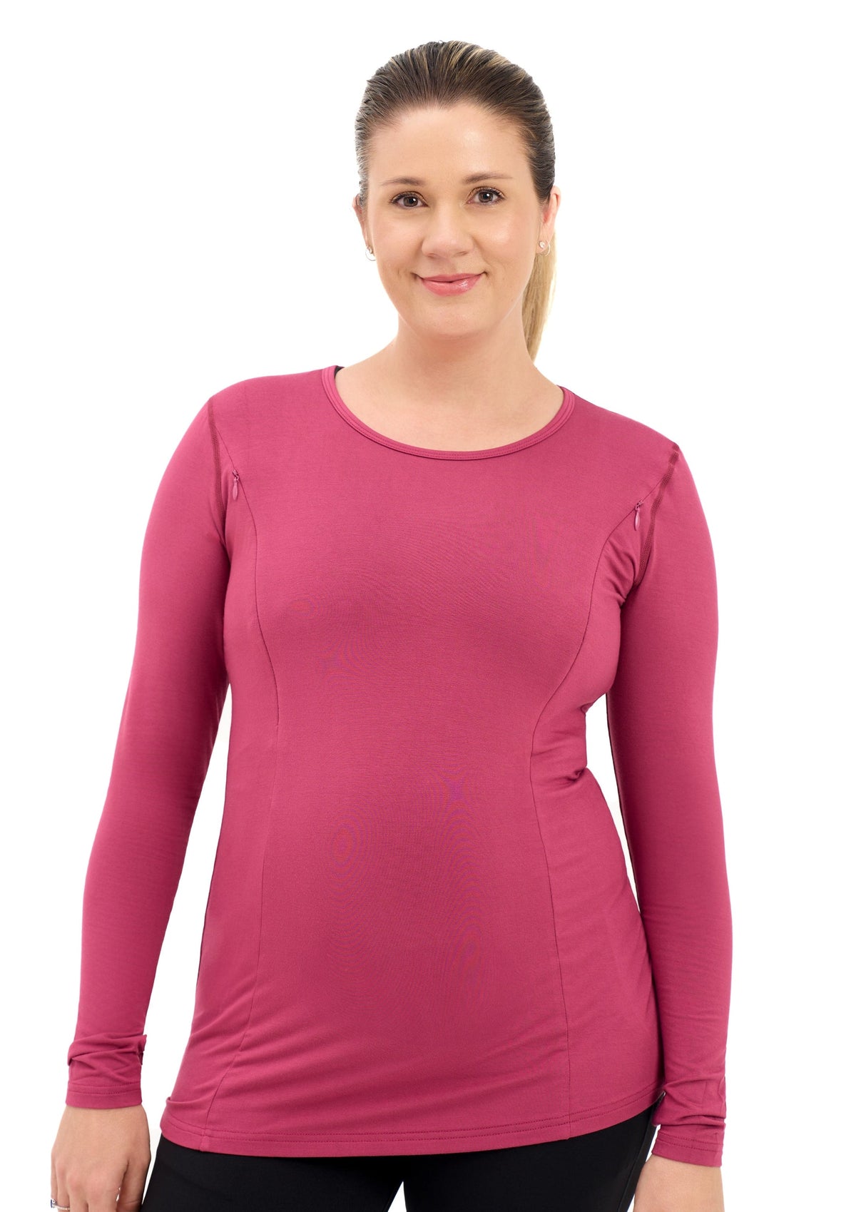 Bamboo Maternity & Breastfeeding Long Sleeved Top - Cherry