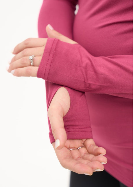 Bamboo Maternity & Breastfeeding Long Sleeved Top - Cherry