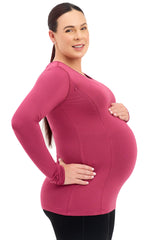 Bamboo Maternity & Breastfeeding Long Sleeved Top - Cherry