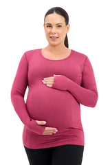Bamboo Maternity & Breastfeeding Long Sleeved Top - Cherry