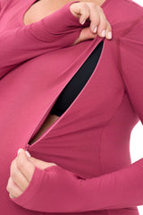 Bamboo Maternity & Breastfeeding Long Sleeved Top - Cherry