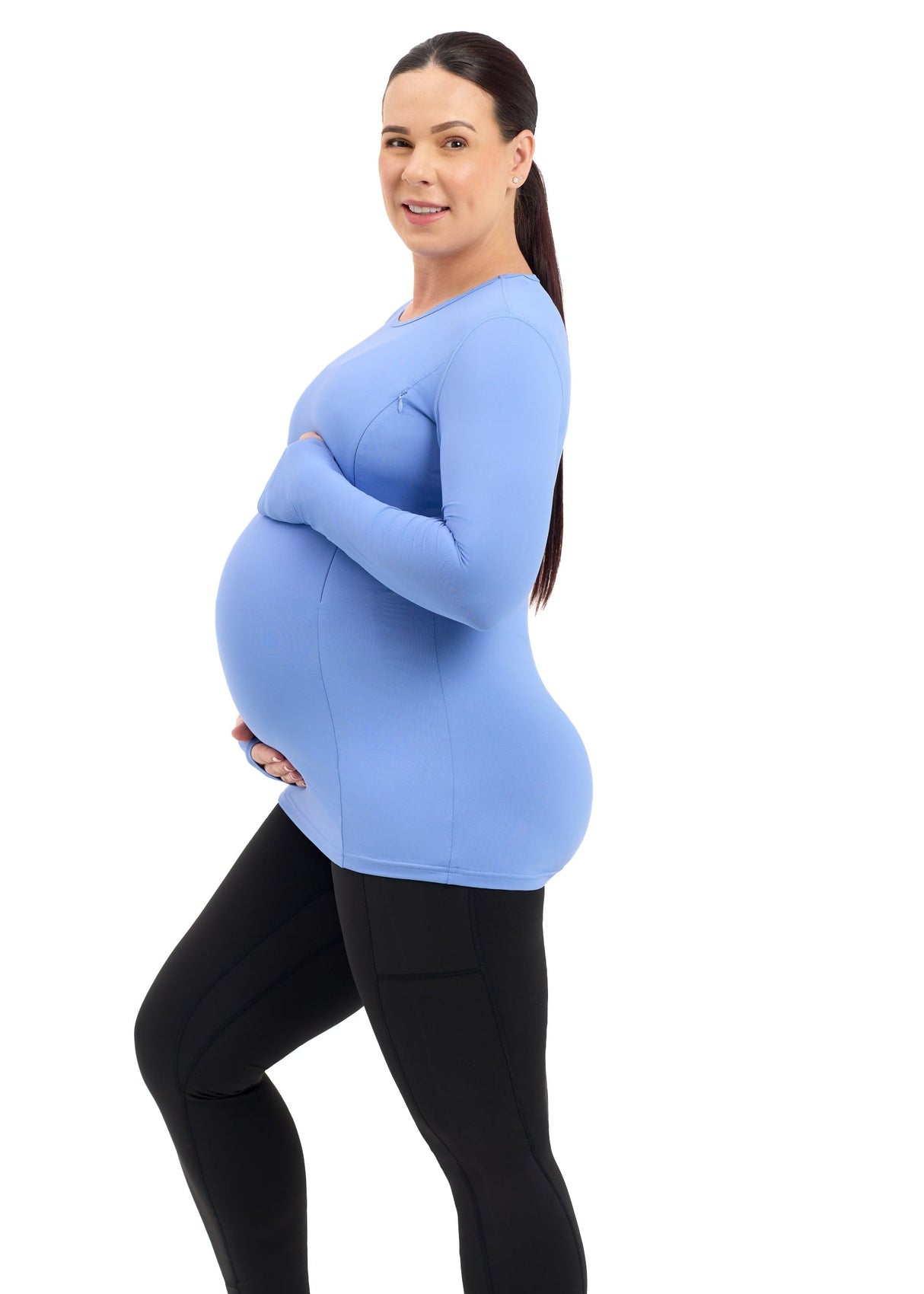 Swift Maternity & Breastfeeding Run Top - Cornflower Blue