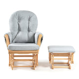 Johnston's Brompton Deluxe Baby Nursing Glider & Footstool – Suedette Comfort with Smooth Glide, Natural / Grey