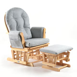 Johnston's Brompton Deluxe Baby Nursing Glider & Footstool – Suedette Comfort with Smooth Glide, Natural / Grey