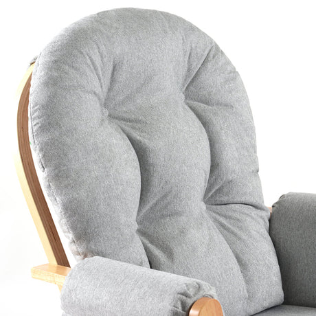 Brompton Glider Nursing Chair & Footstool – Grey Suedette / Natural Wood
