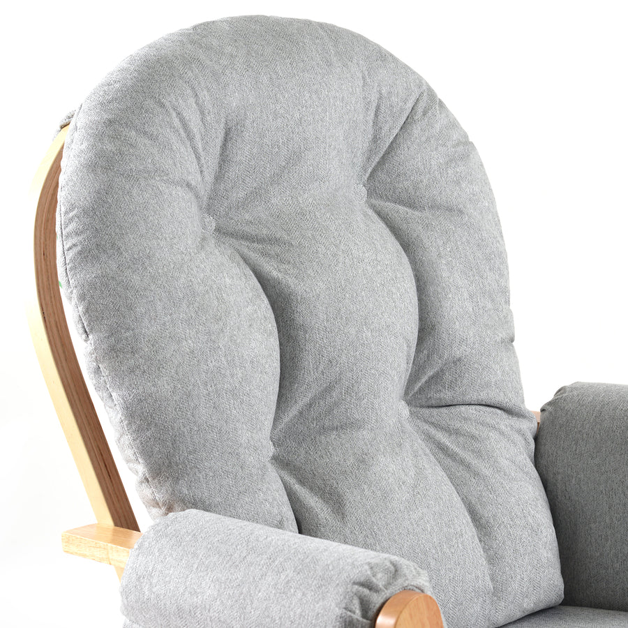 Johnston's Brompton Deluxe Baby Nursing Glider & Footstool – Suedette Comfort with Smooth Glide, Natural / Grey