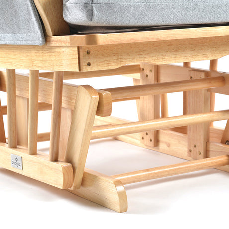 Brompton Glider Nursing Chair & Footstool – Grey Suedette / Natural Wood