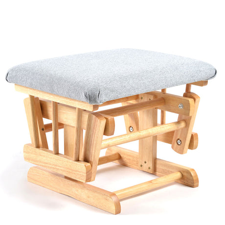 Brompton Glider Nursing Chair & Footstool – Grey Suedette / Natural Wood