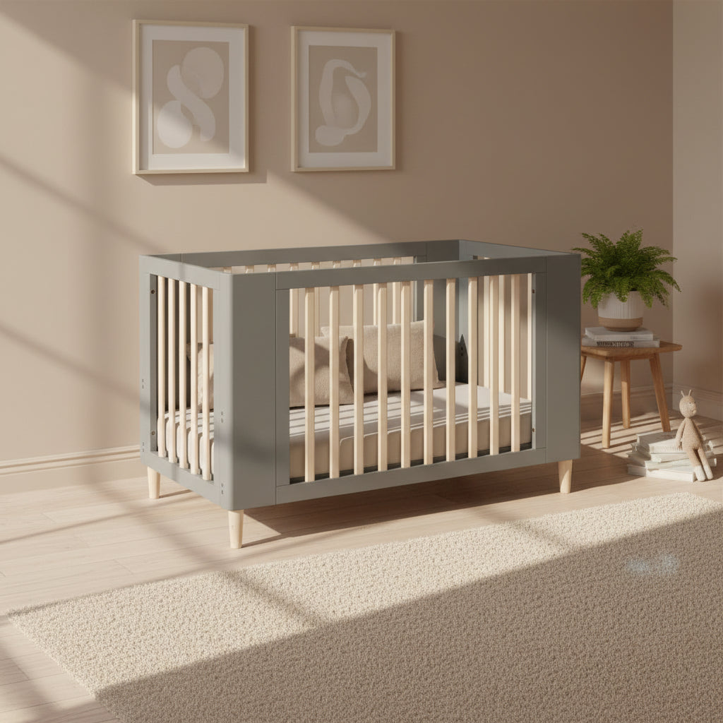 Cocoon Evoke 4 in 1 Nursery Furniture System – Crib, Cot, Toddler Bed & Sofa, Dove Grey / Natural Wash