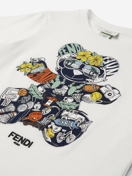 Fendi Boys Teddy Bear T-Shirt in White