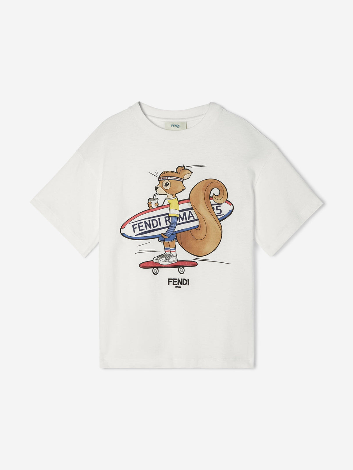Fendi Boys Squirrel T-Shirt in White