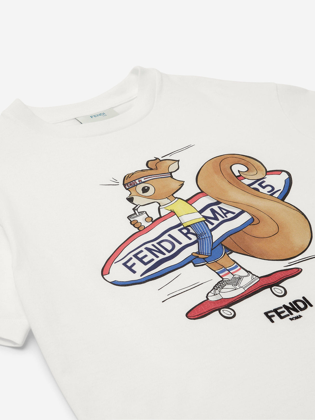Fendi Boys Squirrel T-Shirt in White