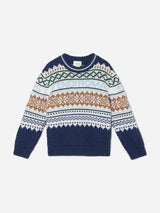 Fendi Boys Norwegian Wool Knit Jumper in Blue