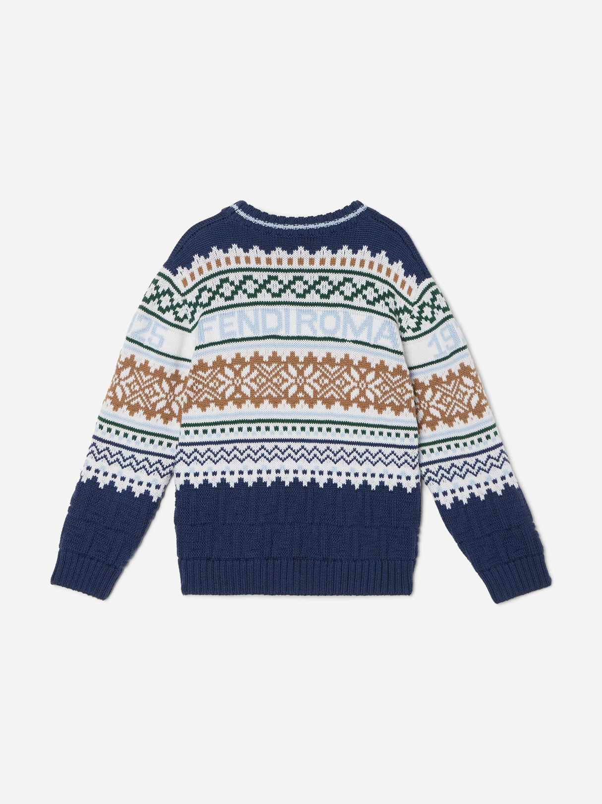 Fendi Boys Norwegian Wool Knit Jumper in Blue