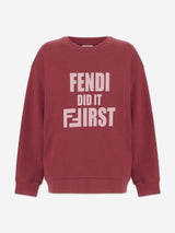 Fendi Kids Slogan Sweatshirt in Red
