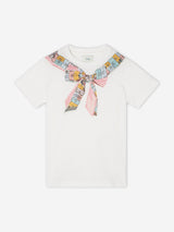 Fendi Girls Trompe l'oeil Bow Print T-Shirt in White