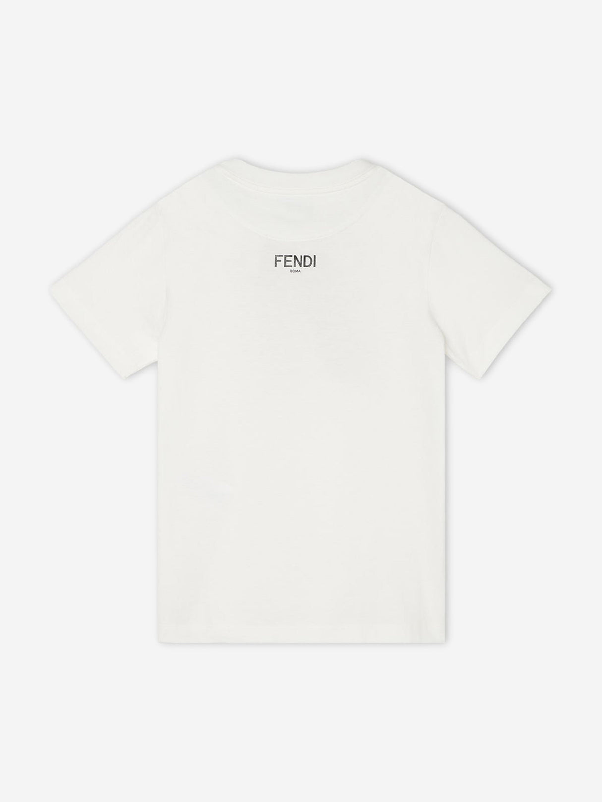 Fendi Girls Trompe l'oeil Bow Print T-Shirt in White