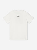 Fendi Girls Trompe l'oeil Bow Print T-Shirt in White