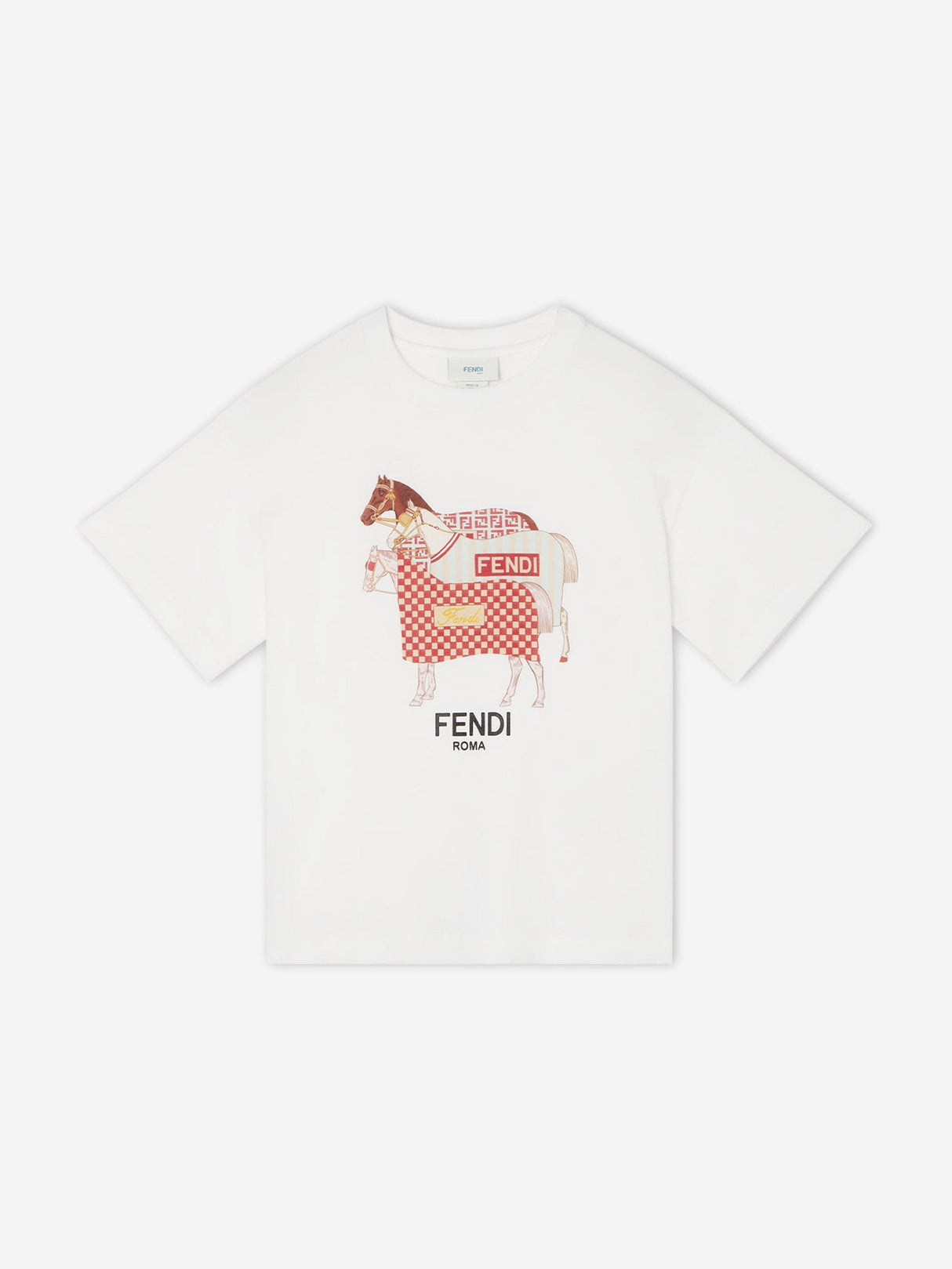 Fendi Boys Horse Print T-Shirt in White