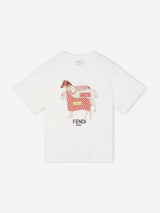 Fendi Boys Horse Print T-Shirt in White