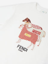 Fendi Boys Horse Print T-Shirt in White