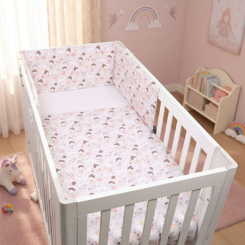 FORREST 3 Piece Reversible Cot Bed Set – Organic Cotton Baby Bedding - Fairy