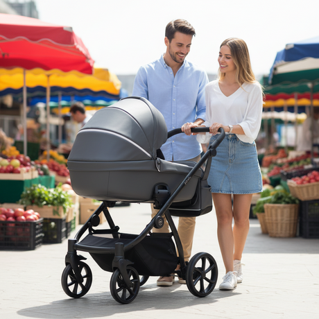 Noordi Fjordi V2 Leather 2in1 Pushchair with ThermoCot™ Carrycot, Shadow Grey