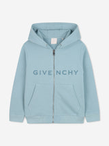 Givenchy Kids Logo Print Zip Up Top in Blue