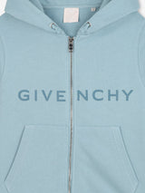 Givenchy Kids Logo Print Zip Up Top in Blue