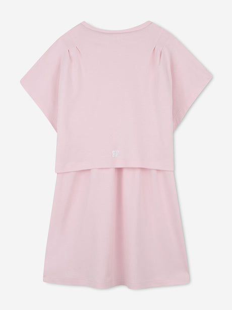 Givenchy Girls Logo Print Skater Dress in Pink