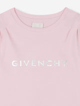 Givenchy Girls Logo Print Skater Dress in Pink