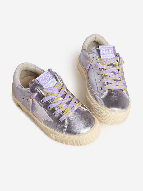 Golden Goose Girls Laminated Leather May Trainers in Purple